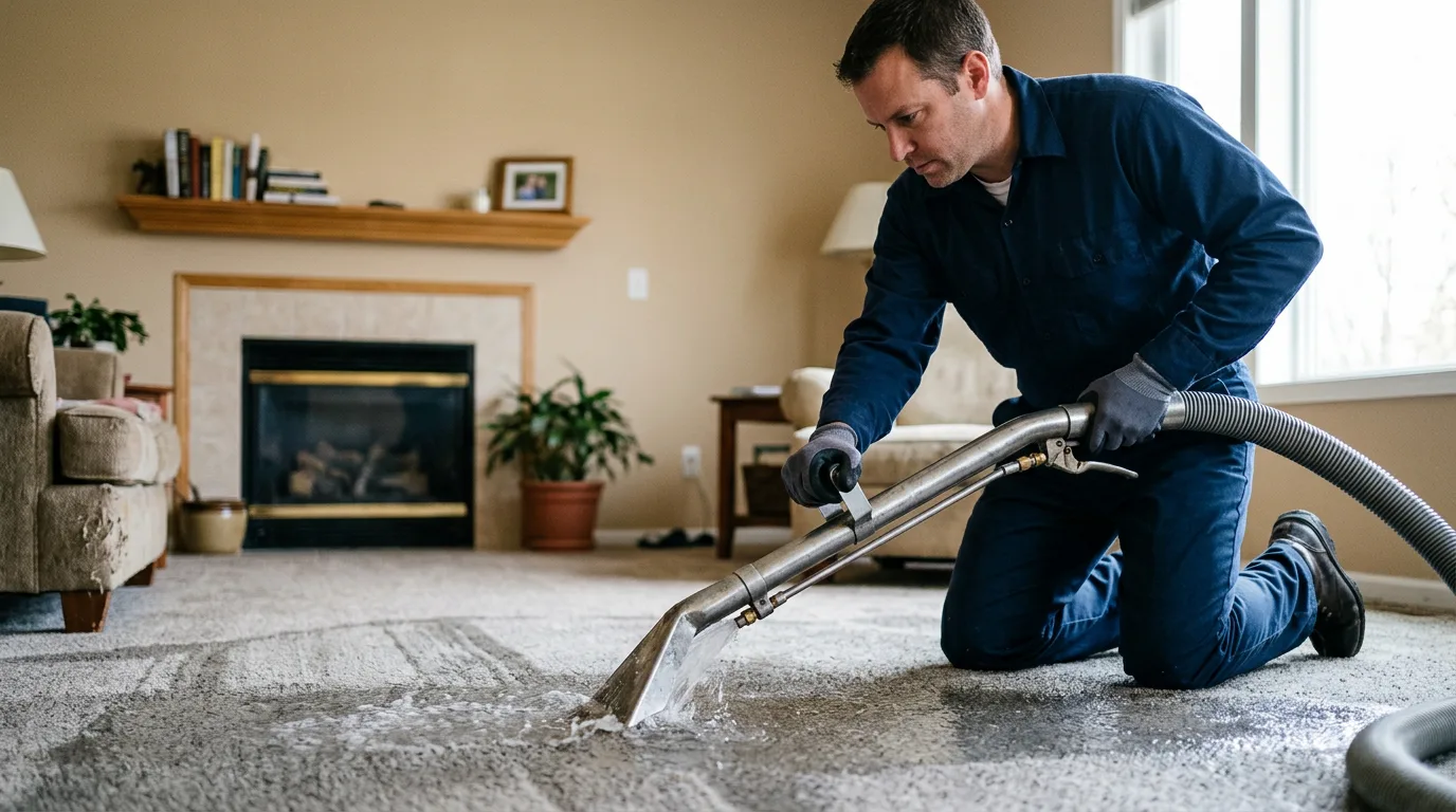 Water damage restoration technician working near Paul, ID